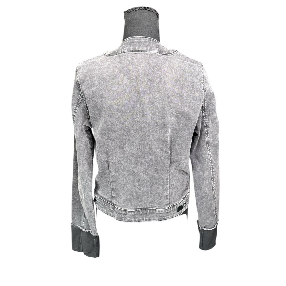 KUT from the Kloth Belle Jacket Medium Gray Denim Snap Front Cropped Chic S5 - Picture 4 of 10